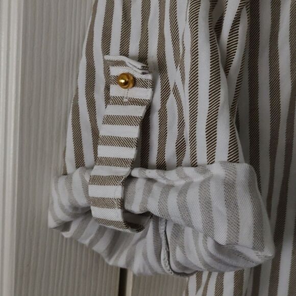 Ruby Rd tan white striped tunic  Sz XL - Picture 4 of 6